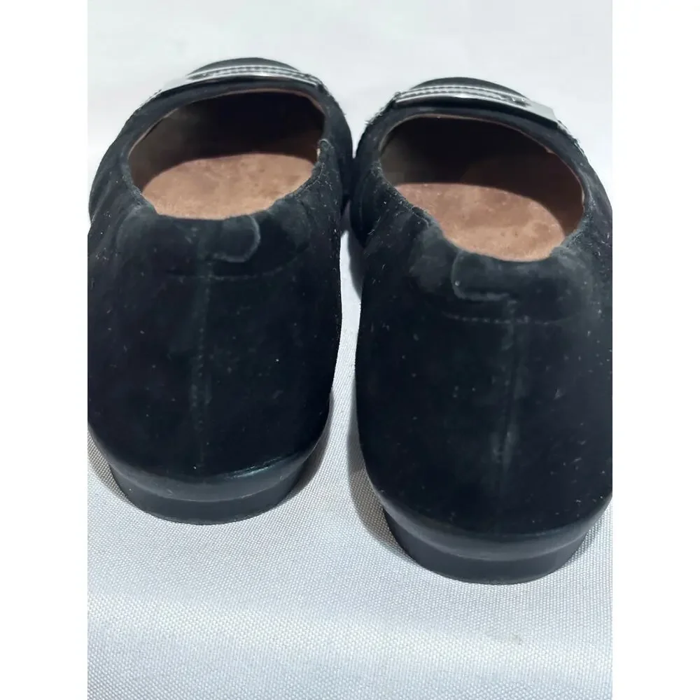 Clarks Artisan Black Ballet Flat Women Suede Leather shoes sz 9 Career‎ capsule